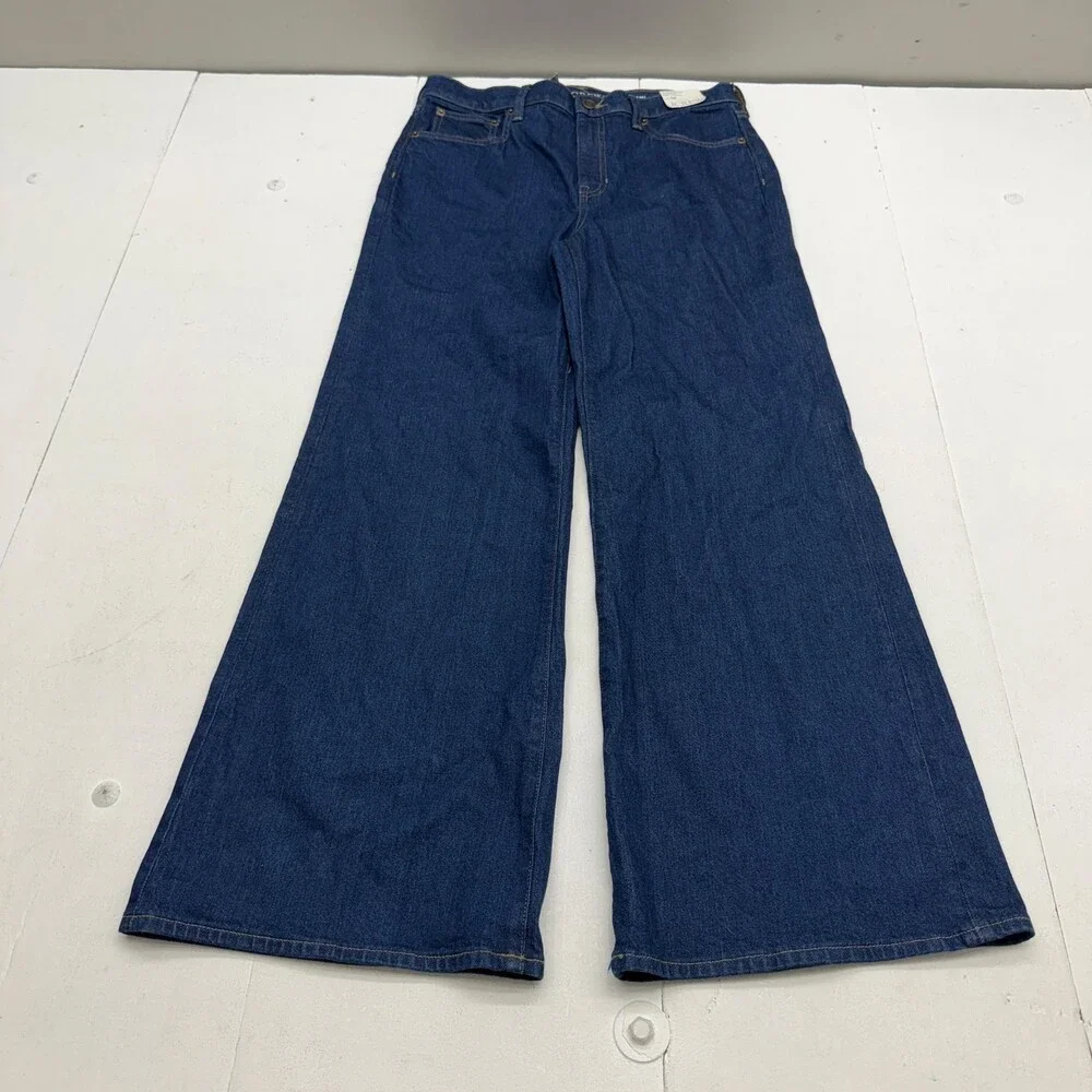 J.Crew Wide Leg Jeans Womens 28 Blue Dark Wash High Rise Denim Trouser